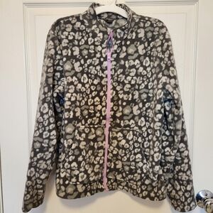 Eddie Bauer Girls 14/16 Gray Leopard Fleece Jacket